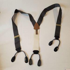 Trafalgar  Suspenders Gray Y Shape Adjustable Black Button Holder Brace